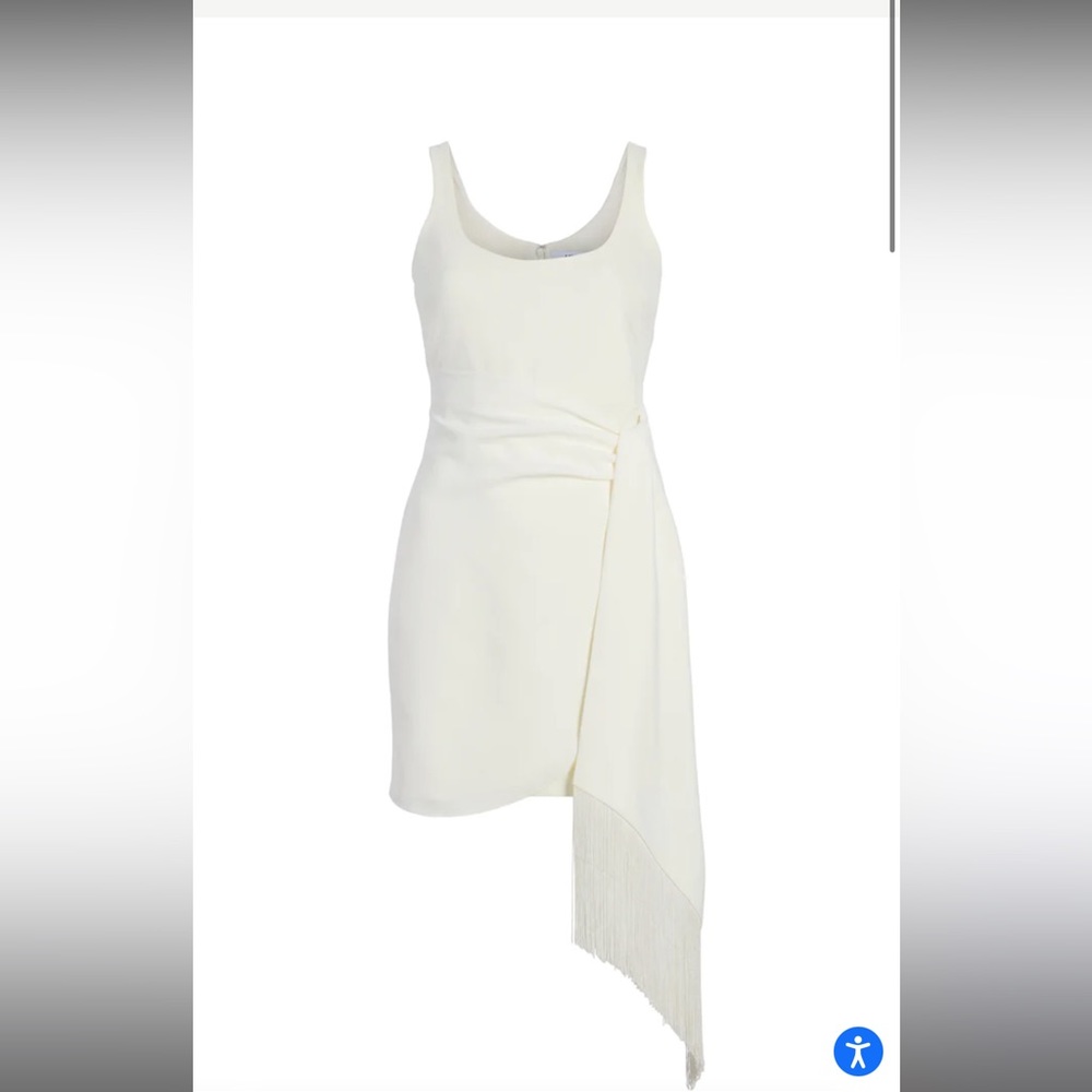 Likely Ivory Fringe Tie-Detail Mini Dress
